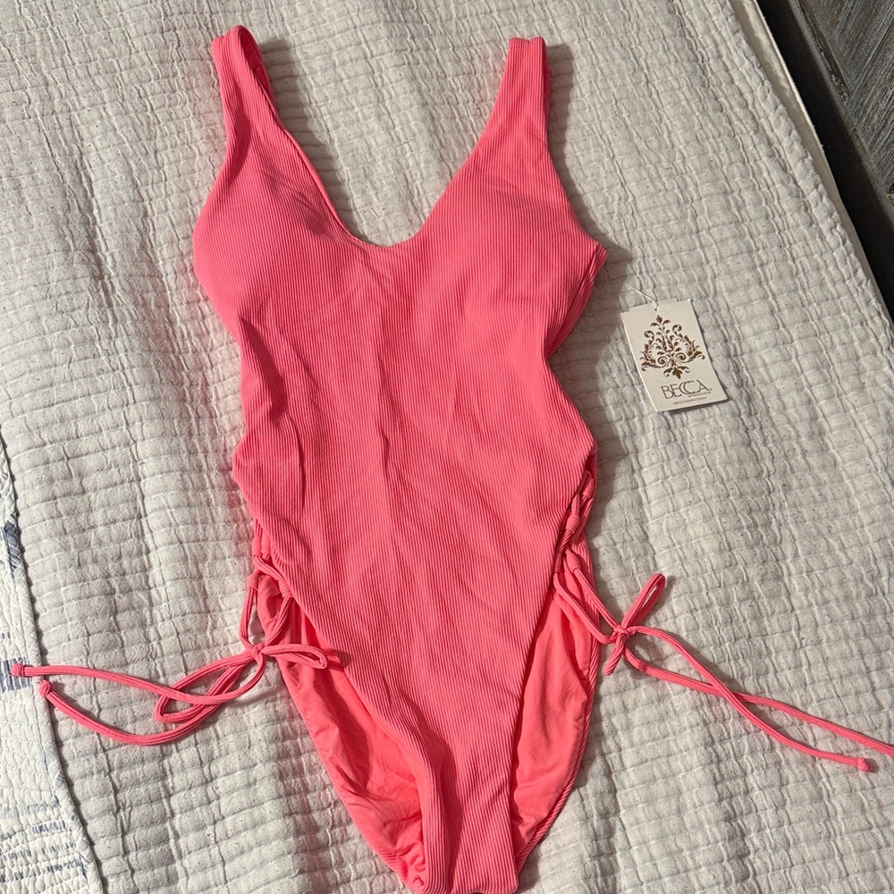 BECCA Modernage high leg Pink One Piece Swimsuit